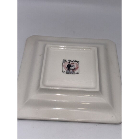 THE WEDDING-Made in Italy- 6 7/8" Square- Ceramic Cake Side Plate/Plate - Picture 3 of 5